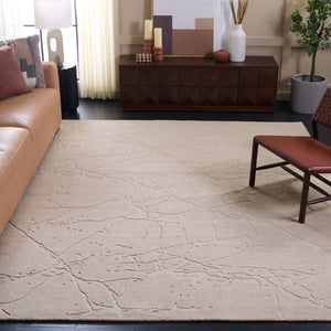Safavieh Bedford Hand Loomed Neutral Area Rug Low Pile Artisan Wool Blend for Modern Interiors Beige 9'-0" x 12'-0" BFD301B-9