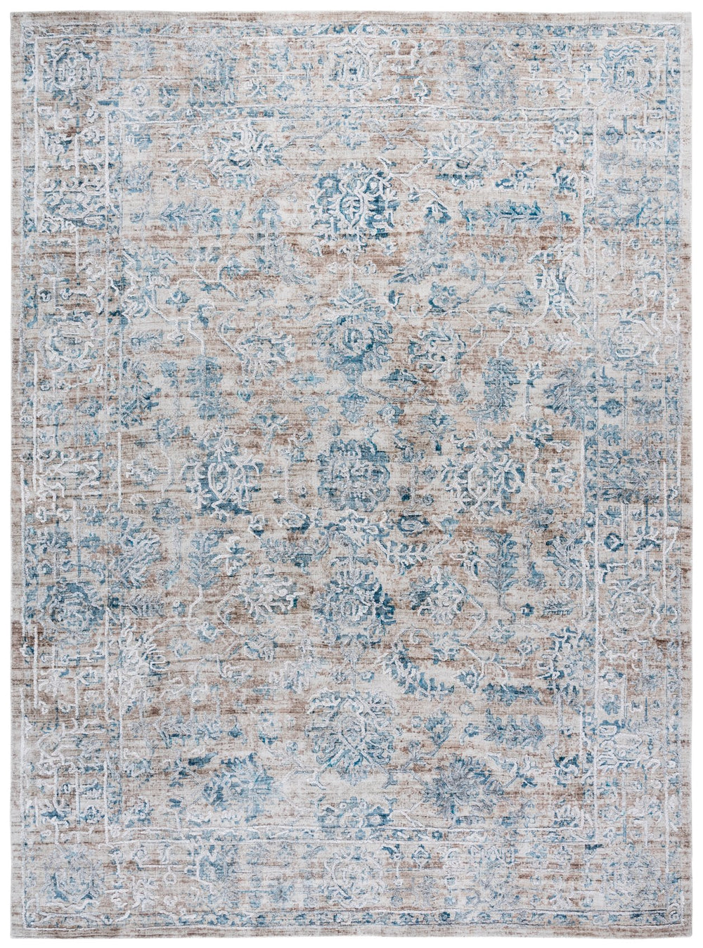 Safavieh Bedford Hand-Loomed Beige And Blue Area Rug — Low Pile, Viscose-Cotton Blend, Durable Artisanal Style 6'-0" x 9'-0" BFD401M-6