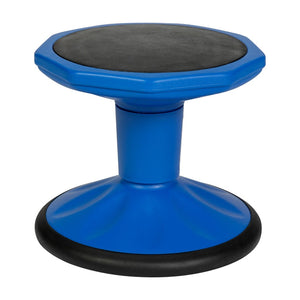 English Elm Lucas Fixed Height Kids Flexible Active Stool for Classroom Engagement with Safe Wobble Design Blue BFT-9001F-12-BL-GG