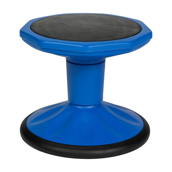 English Elm Lucas Fixed Height Kids Flexible Active Stool for Classroom Engagement with Safe Wobble Design Blue BFT-9001F-12-BL-GG