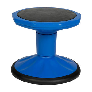 English Elm Lucas Fixed Height Kids Flexible Active Stool for Classroom Engagement with Safe Wobble Design Blue BFT-9001F-12-BL-GG