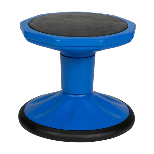 English Elm Lucas Fixed Height Kids Flexible Active Stool for Classroom Engagement with Safe Wobble Design Blue BFT-9001F-12-BL-GG