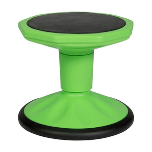 English Elm Lucas Fixed Height Kids Flexible Active Stool for Classroom Engagement with Safe Wobble Design Green BFT-9001F-12-GRN-GG