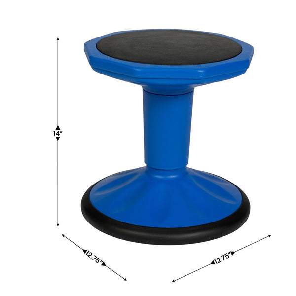 English Elm Lucas Active Flexible Stool for Kids – Encourages Movement, Focus, and Healthy Posture in Classrooms Blue BFT-9001F-14-BL-GG