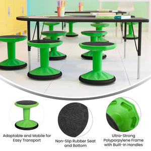 English Elm Lucas Active Flexible Stool for Kids – Encourages Movement, Focus, and Healthy Posture in Classrooms Green BFT-9001F-14-GRN-GG