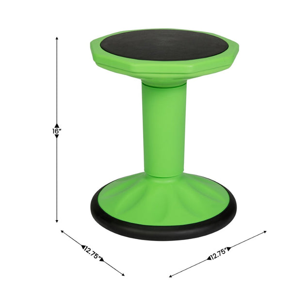 English Elm Lucas Fixed Height Kids Active Stool for Classroom & Home – Durable, Non-Skid, Ergonomic Design Green BFT-9001F-16-GRN-GG