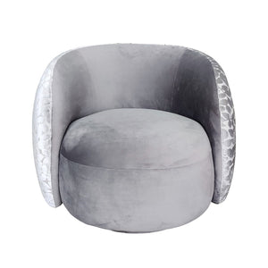 Pasargad Home Allure Modern Swivel Barrel Chair - Elegant Grey Design With Artisan Craftsmanship Grey Poly Fabric Pzw-991