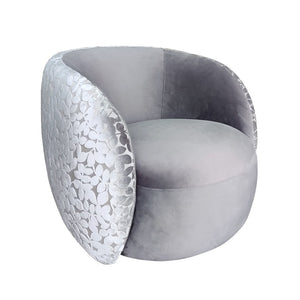 Pasargad Home Allure Modern Swivel Barrel Chair - Elegant Grey Design With Artisan Craftsmanship Grey Poly Fabric Pzw-991