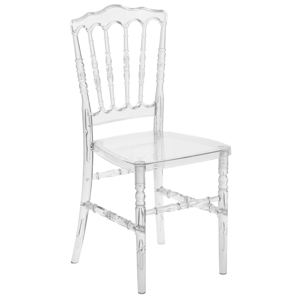 English Elm Flash Elegance Crystal Ice Napoleon Stacking Chair - Stylish, Durable, and Space-Saving Event Seating BH-H002-CRYSTAL-GG