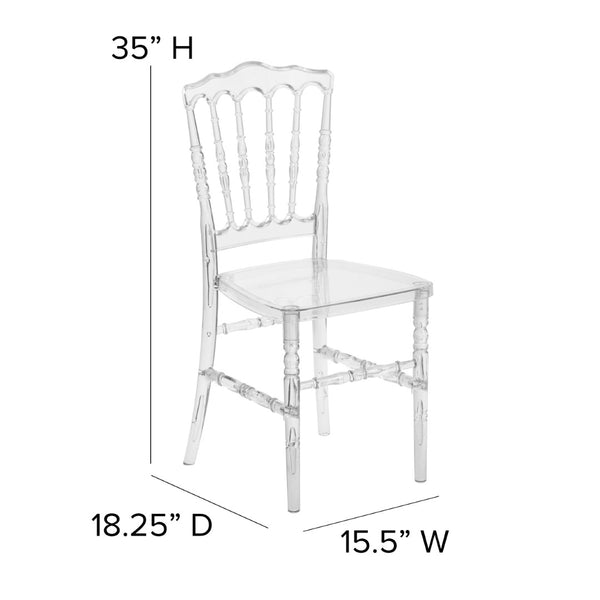 English Elm Flash Elegance Crystal Ice Napoleon Stacking Chair - Stylish, Durable, and Space-Saving Event Seating BH-H002-CRYSTAL-GG