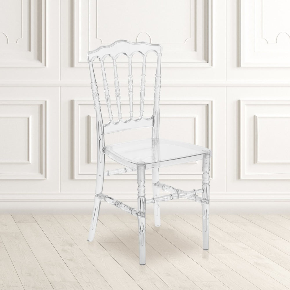 English Elm Flash Elegance Crystal Ice Napoleon Stacking Chair - Stylish, Durable, and Space-Saving Event Seating BH-H002-CRYSTAL-GG