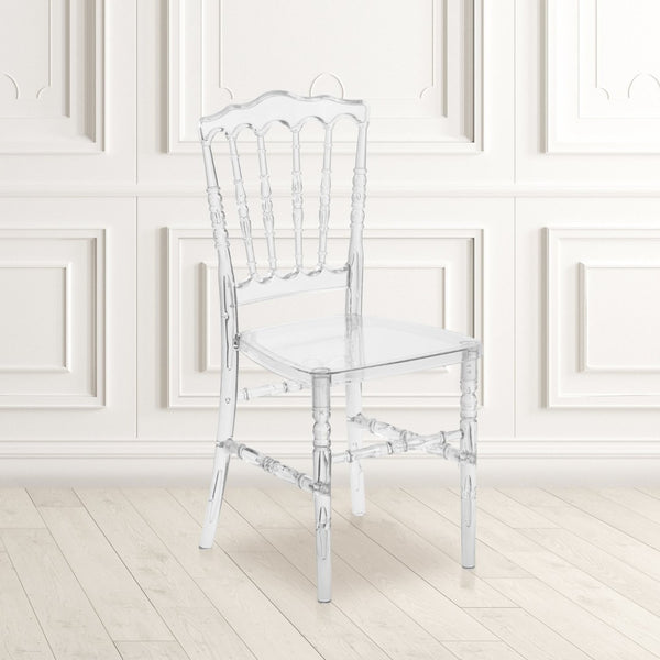 English Elm Flash Elegance Crystal Ice Napoleon Stacking Chair - Stylish, Durable, and Space-Saving Event Seating BH-H002-CRYSTAL-GG