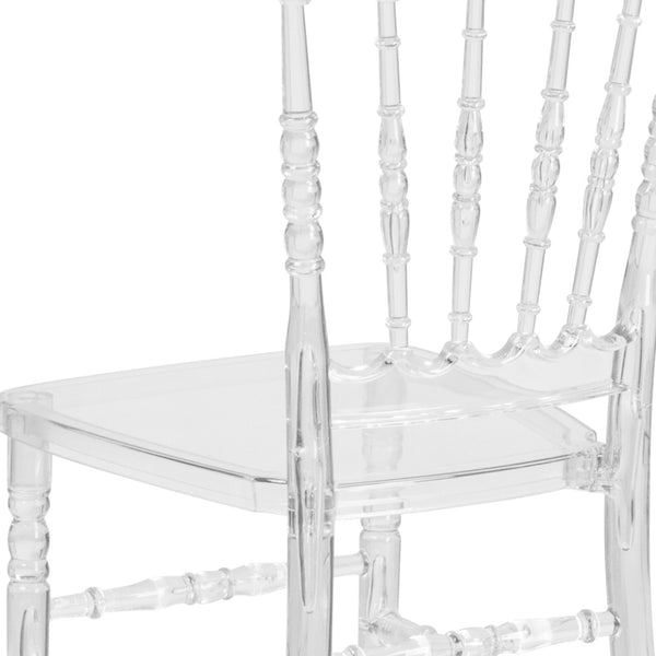 English Elm Flash Elegance Crystal Ice Napoleon Stacking Chair - Stylish, Durable, and Space-Saving Event Seating BH-H002-CRYSTAL-GG
