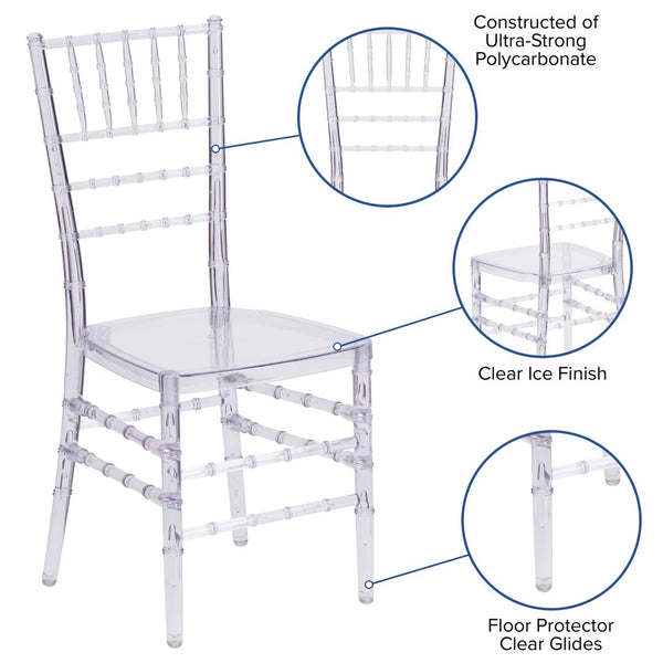 English Elm Flash Crystal Ice Chiavari Chair - Elegant, Durable, Stackable Design for Events and Dining Spaces BH-ICE-CRYSTAL-GG