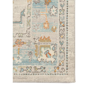 AMER Rugs Bohemian Seaford BHM-1 Indoor-Outdoor Machine Made Polypropylene Transitional Bordered Rug Beige 5'1" x 7'6"