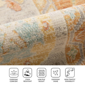 Amer Rugs Bohemian Classic Bordered Area Rug - Stylish Indoor-outdoor Decor With Durable Fast-drying Design Aqua,Beige Polypropylene Bhm30203