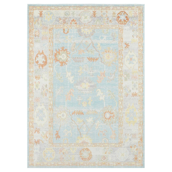 Amer Rugs Bohemian Classic Bordered Area Rug - Stylish Indoor-outdoor Decor With Durable Fast-drying Design Aqua,Beige Polypropylene Bhm30203