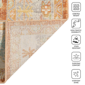 Amer Rugs Bohemian Classic Bordered Area Rug - Stylish Indoor-outdoor Decor With Durable Fast-drying Design Orange,Beige Polypropylene Bhm40203