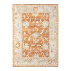 AMER Rugs Bohemian Gretna BHM-4 Indoor-Outdoor Machine Made Polypropylene Transitional Bordered Rug Orange 5'1" x 7'6"