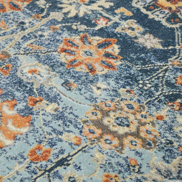 Amer Rugs Bohemian Classic Floral Indoor-outdoor Area Rug – Durable, Chic Design For Any Space, Fast-drying Navy Blue Polypropylene Bhm50203