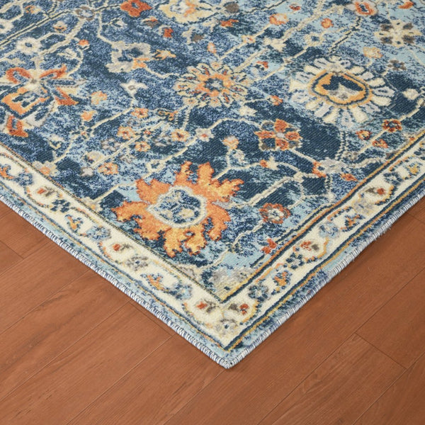 Amer Rugs Bohemian Classic Floral Indoor-outdoor Area Rug – Durable, Chic Design For Any Space, Fast-drying Navy Blue Polypropylene Bhm50203