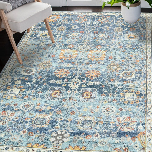 Amer Rugs Bohemian Classic Floral Indoor-outdoor Area Rug – Durable, Chic Design For Any Space, Fast-drying Navy Blue Polypropylene Bhm50203