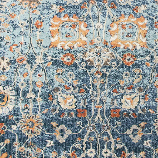 AMER Rugs Bohemian Hialeah BHM-5 Indoor-Outdoor Machine Made Polypropylene Transitional Floral Rug Navy 5'1" x 7'6"