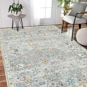 Amer Rugs Bohemian Classic Floral Indoor-outdoor Area Rug – Durable, Chic Design For Any Space, Fast-drying Gray Polypropylene Bhm60203