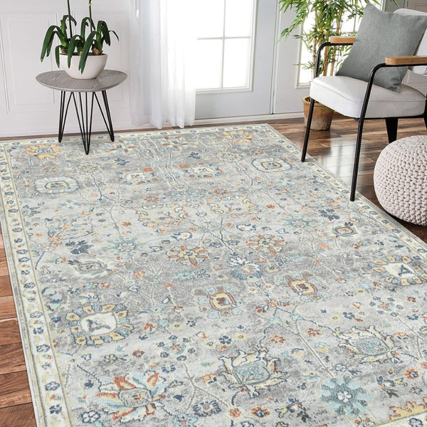 Amer Rugs Bohemian Classic Floral Indoor-outdoor Area Rug – Durable, Chic Design For Any Space, Fast-drying Gray Polypropylene Bhm60203