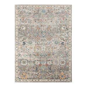AMER Rugs Bohemian Hialeah BHM-6 Indoor-Outdoor Machine Made Polypropylene Transitional Floral Rug Gray 5'1" x 7'6"