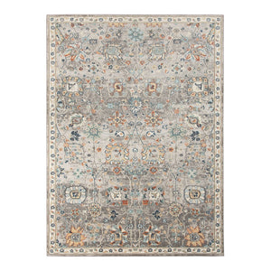 AMER Rugs Bohemian Hialeah BHM-6 Indoor-Outdoor Machine Made Polypropylene Transitional Floral Rug Gray 5'1" x 7'6"