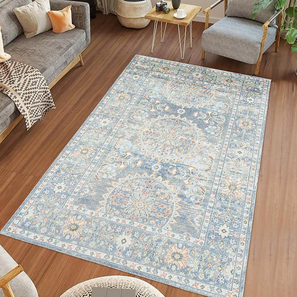 Amer Rugs Bohemian Classic Bordered Area Rug - Stylish Indoor-outdoor Decor With Durable Fast-drying Design Blue Polypropylene Bhm70203