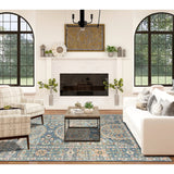 AMER Rugs Bohemian Marco BHM-7 Indoor-Outdoor Machine Made Polypropylene Transitional Bordered Rug Blue 5'1" x 7'6"