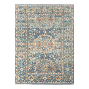 AMER Rugs Bohemian Marco BHM-7 Indoor-Outdoor Machine Made Polypropylene Transitional Bordered Rug Blue 5'1" x 7'6"