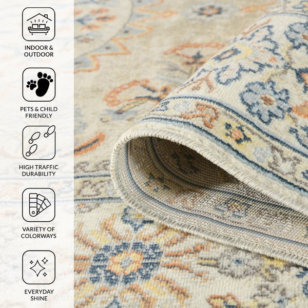 Amer Rugs Bohemian Classic Bordered Area Rug - Stylish Indoor-outdoor Decor With Durable Fast-drying Design Beige Polypropylene Bhm80203