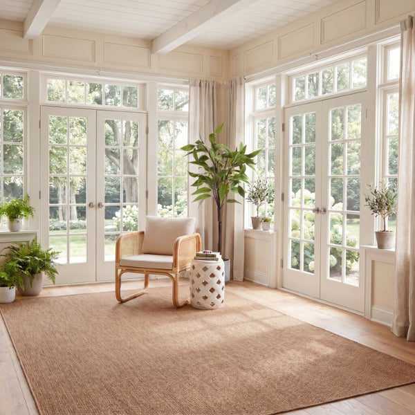 Safavieh Beach House Solid Neutral Low Pile Rug for Large Living Spaces Polypropylene Blend Unfinished 10'-0" x 14'-0" BHS260B-10