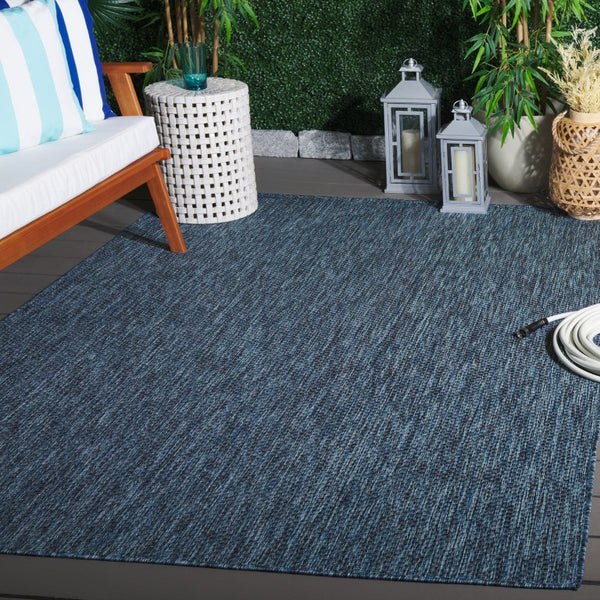 Safavieh Beach House Solid Neutral Low Pile Rug for Large Living Spaces Polypropylene Blend Navy 6'-0" x 9'-0" BHS260N-6