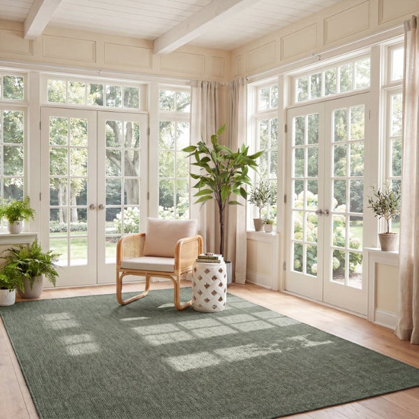 Safavieh Beach House Solid Neutral Low Pile Rug for Large Living Spaces Polypropylene Blend Green 10'-0" x 14'-0" BHS260Y-10
