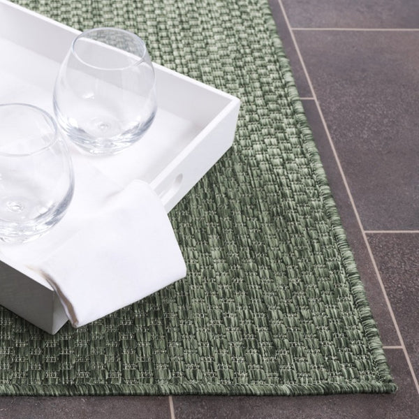 Safavieh Beach House Solid Neutral Low Pile Rug for Large Living Spaces Polypropylene Blend Green 2'-2" x 6'-0" BHS260Y-26