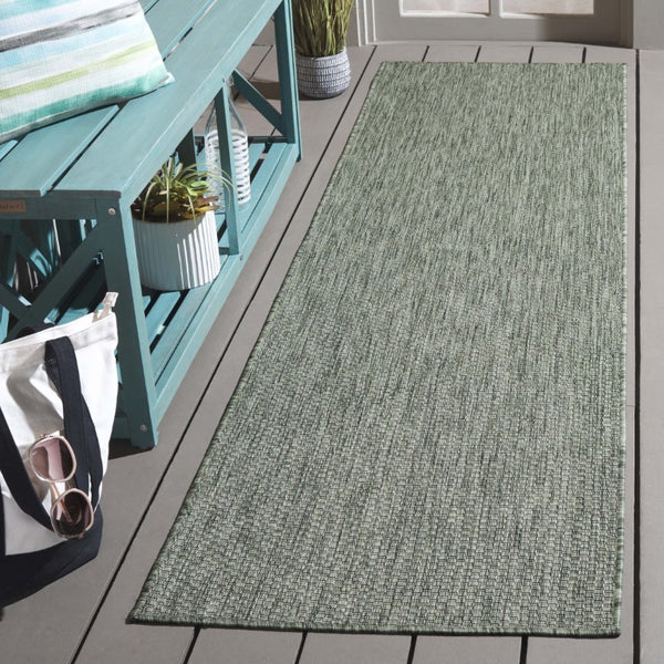 Safavieh Beach House Solid Neutral Low Pile Rug for Large Living Spaces Polypropylene Blend Green 2'-2" x 6'-0" BHS260Y-26