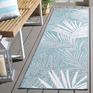 Safavieh Beach House Elegant Indoor/Outdoor Area Rug - Stylish, Durable, And Perfect For Coastal Living Spaces Aqua ,Ivory 85% Polypropylene,15% Polyester Bhs264j-7r