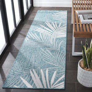 Safavieh Beach House Elegant Indoor/Outdoor Area Rug - Stylish, Durable, And Perfect For Coastal Living Spaces Aqua ,Ivory 85% Polypropylene,15% Polyester Bhs264j-7r
