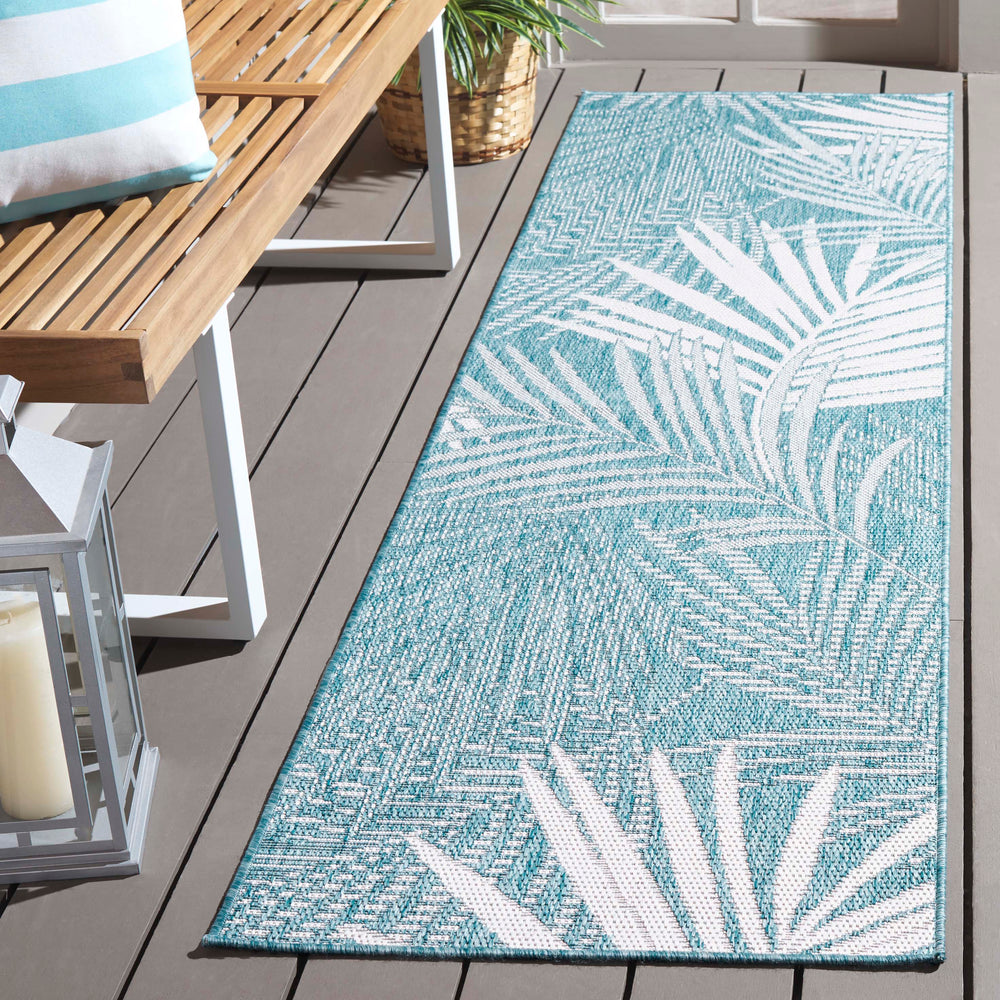 Safavieh Beach Modern Floral Area Rug - Elegant Design For Stylish Home Décor, Durable & Easy To Maintain Aqua ,Ivory 85% Polypropylene,15% Polyester Bhs264j-9