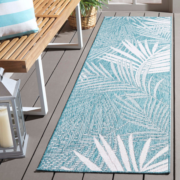 Safavieh Beach Modern Floral Area Rug - Elegant Design For Stylish Home Décor, Durable & Easy To Maintain Aqua ,Ivory 85% Polypropylene,15% Polyester Bhs264j-9