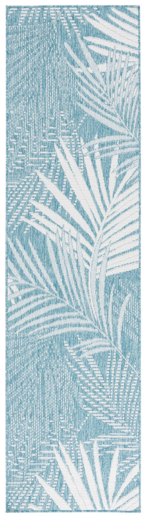 Safavieh Beach House Elegant Indoor/Outdoor Area Rug - Stylish, Durable, And Perfect For Coastal Living Spaces Aqua ,Ivory 85% Polypropylene,15% Polyester Bhs264j-7r