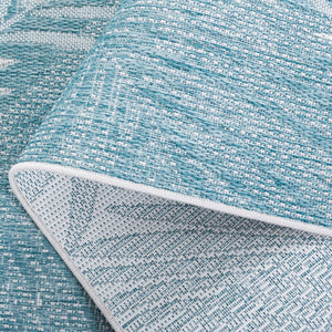 Safavieh Beach House Elegant Indoor/Outdoor Area Rug - Stylish, Durable, And Perfect For Coastal Living Spaces Aqua ,Ivory 85% Polypropylene,15% Polyester Bhs264j-7r