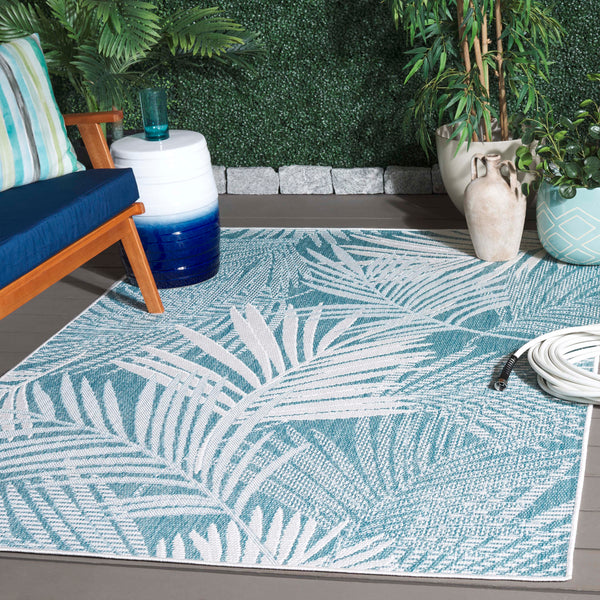 Safavieh Beach Modern Floral Area Rug - Elegant Design For Stylish Home Décor, Durable & Easy To Maintain Aqua ,Ivory 85% Polypropylene,15% Polyester Bhs264j-9
