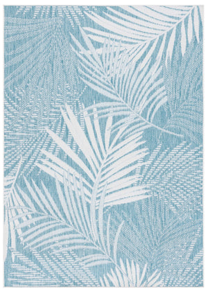 Safavieh Beach House Elegant Indoor/Outdoor Area Rug - Stylish, Durable, And Perfect For Coastal Living Spaces Aqua ,Ivory 85% Polypropylene,15% Polyester Bhs264j-7r