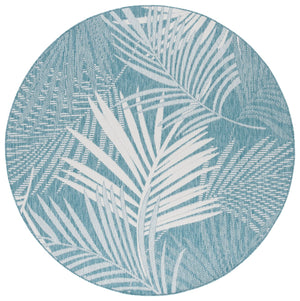 Safavieh Beach House Elegant Indoor/Outdoor Area Rug - Stylish, Durable, And Perfect For Coastal Living Spaces Aqua ,Ivory 85% Polypropylene,15% Polyester Bhs264j-7r