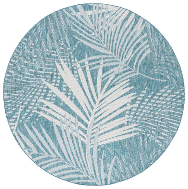 Safavieh Beach House Elegant Indoor/Outdoor Area Rug - Stylish, Durable, And Perfect For Coastal Living Spaces Aqua ,Ivory 85% Polypropylene,15% Polyester Bhs264j-7r